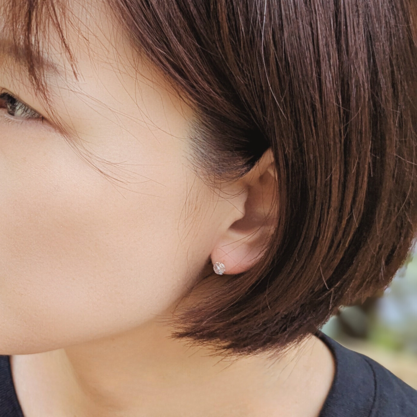 迷った朝はこれ一択。ダイヤモンドのような輝き シンプル一粒ピアス【シルバー925/金属アレルギー対応】